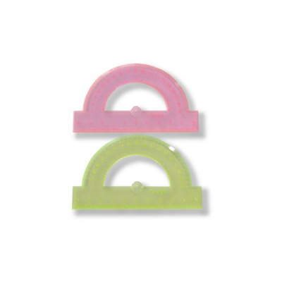 Транспортир 180°/10 см, пластиковый, прозрачный, отливная шкала, СТАММ Neon Crystal_4 цветa