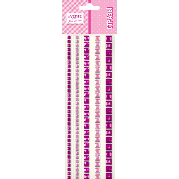 Стразы самоклеящиеся, 153 шт., квадратные, 5 р-ров, цв.: розовый сапфир, deVENTE DIY Jewelry Inspiration