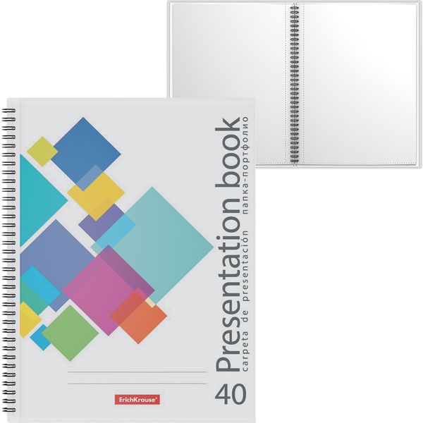 Папка-портфолио на гребне А4, 40 файлов, пластиковая ErichKrause Flying Rhombs Акция!