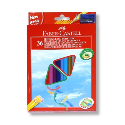 Карандаши цветные 36 шт., деревянные, трехгранные, с точилкой, Faber-Castell (в к/к) Карандаши цветные 36 шт., деревянные, трехгранные, с точилкой, Faber-Castell (в к/к)
