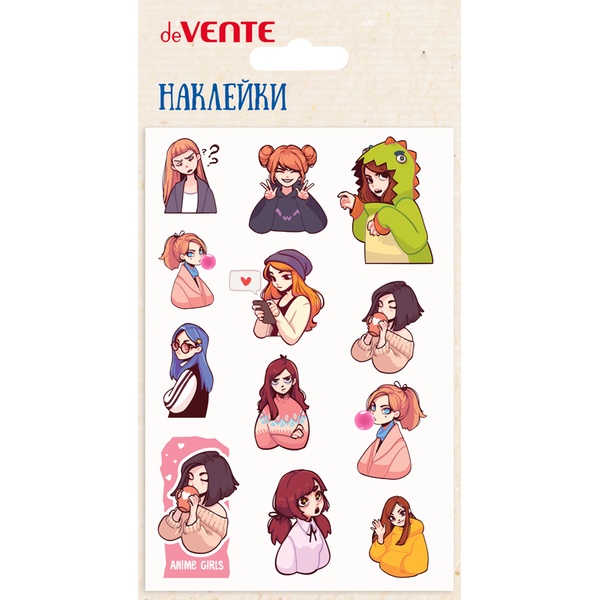 Паф-стикеры (объемные), карточка 100*150 мм, ПВХ, deVENTE Sentiment girl