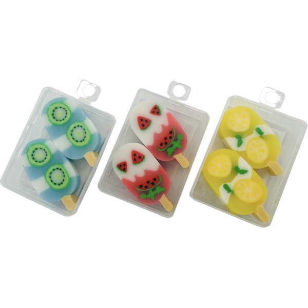 Ластик CENTRUM Фруктовое мороженое (набор 2 шт.), синт. каучук, фигурный, 3 дизайна, п/пенал