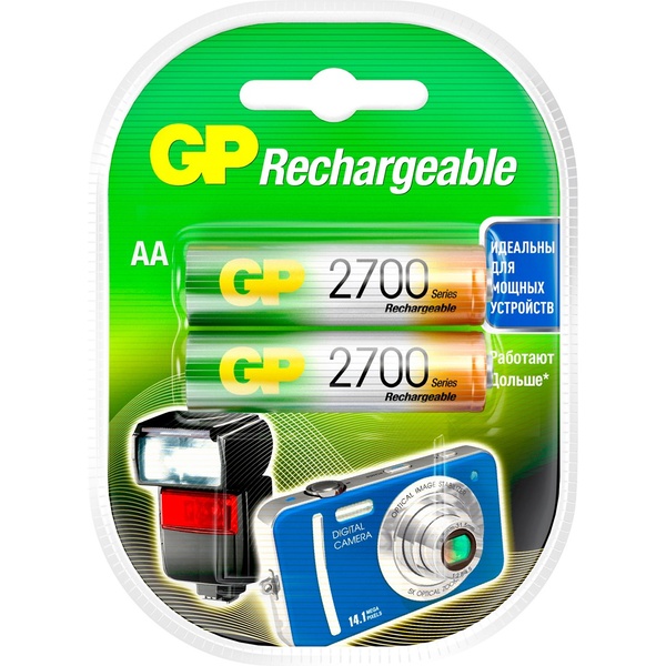 Аккумулятор AA (HR6) (2BL) 2700 mAh, 1.2 V, NiMh, GP (кратно 2)* Аккумулятор AA (HR6) (2BL) 2700 mAh, 1.2 V, NiMh, GP (кратно 2)*