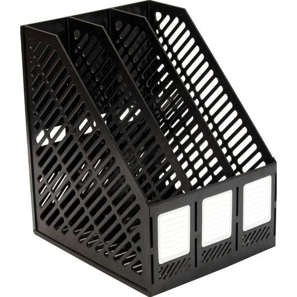 Лоток для бумаг вертикальный, 3 секции (215 мм), пластик., сборно-разборн., черный, ErichKrause Classic