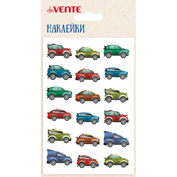 Паф-стикеры (объемные), карточка 100*150 мм, ПВХ, deVENTE Машинки