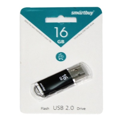 Флеш-накопитель USB 2.0, 16 ГБ, Smartbuy V-Cut_бриллиантовый черный