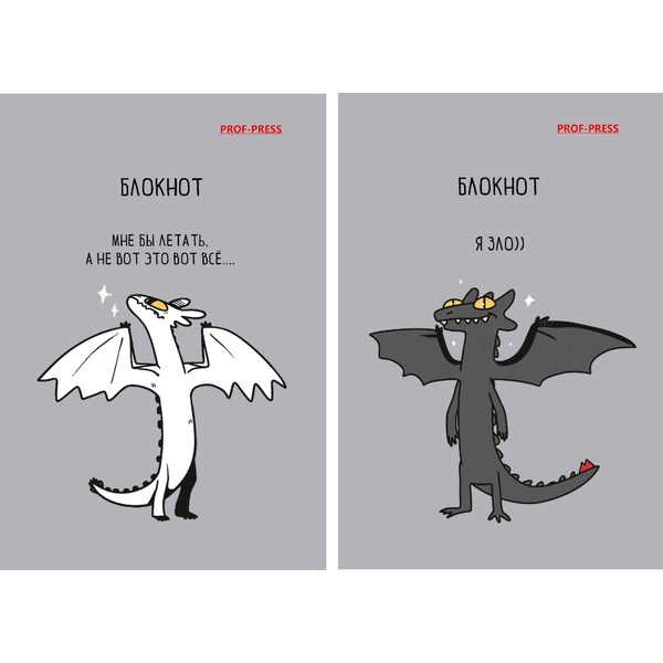 Блокнот на склейке А7, 48 л., клетка, 60 г/м², Prof-Press Дракоши_2 дизайна    Акция