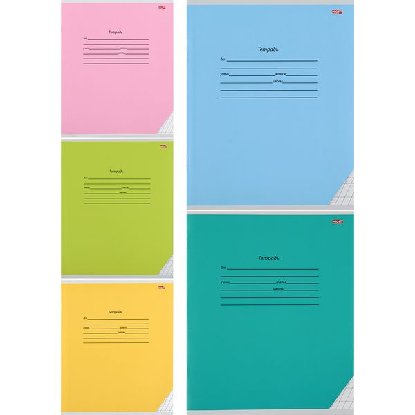 Тетрадь А5, частая косая линия, 12 л., на скобе, 60 г/м², мел. обл., Profit Школьная классика_5 дизайнов