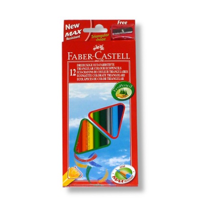 Карандаши цветные 12 шт. Faber-Castell, дерев. трехгранный корпус, с точилкой, в к/к Карандаши цветные 12 шт. Faber-Castell, дерев. трехгранный корпус, с точилкой, в к/к