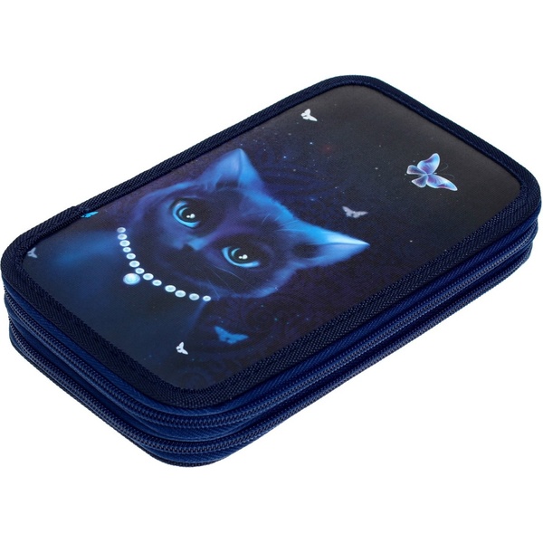 Пенал 2 отд., на молнии, 205*125*40 мм, лам. картон, Calligrata Кошечка