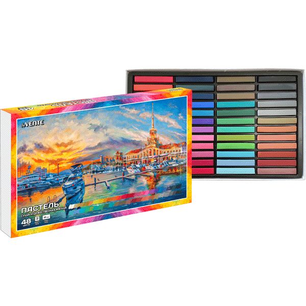 Пастель сухая в наборе deVENTE, 48 цветов, мягкая, квдратное сечение