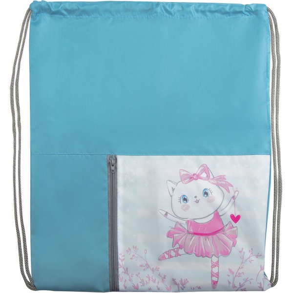 Сумка для сменной обуви ЮНЛАНДИЯ Кошка-балерина, 42*35 см, наруж карм., светоотр. эл-ты  Акция!