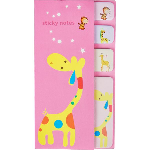 Закладки бумажные с клеевым краем, микс формат, 9*18 л., 9 дизайнов, Prof-Press Жираф_4 варианта Акция