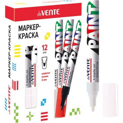 Маркер-краска deVENTE, белый, нитрооснова, пулевидный н-к, 2.8 мм, алюм. корпус
