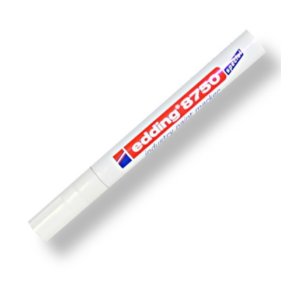 Маркер-краска Еdding 8750, белый, нитрооснова (лаковый), пулевидный н-к, 2.0-4.0 мм, алюм. корпус