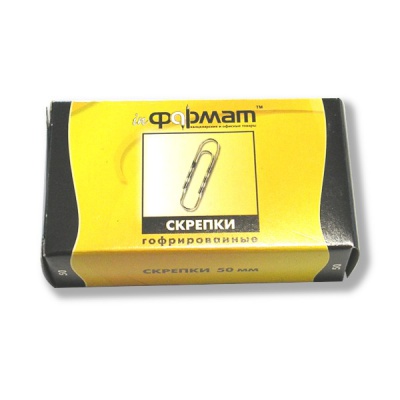 Скрепки 50 мм, никелированные, гофрированные, 50 шт., к/к, inФОРМАТ