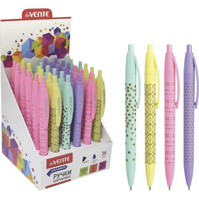 Ручка шариковая автомат., синяя, 0.7 мм, soft touch, deVENTE Pastel_4 дизайна Ручка шариковая автомат., синяя, 0.7 мм, soft touch, deVENTE Pastel_4 дизайна
