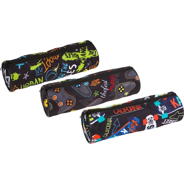 Пенал-тубус 1 отд., на молнии, 210*60*60 мм, текстиль, Attomex Urban_3 дизайна