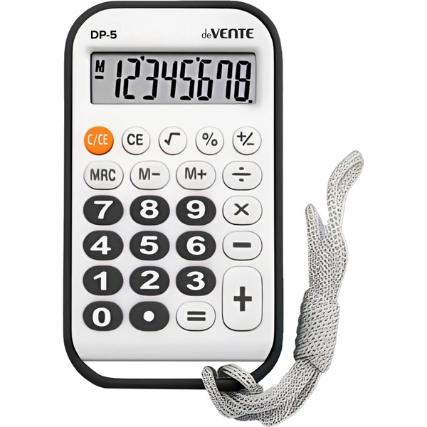 Калькулятор карманный deVENTE DP-5, 8-разряд., ЖК, 1 яч. памяти, питание: AG10, белый с черн. клавишами