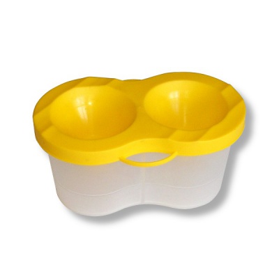 Стакан-непроливайка двойной, прозрач. емкость, цв. крышка, ПЧЕЛКА_5 дизайнов