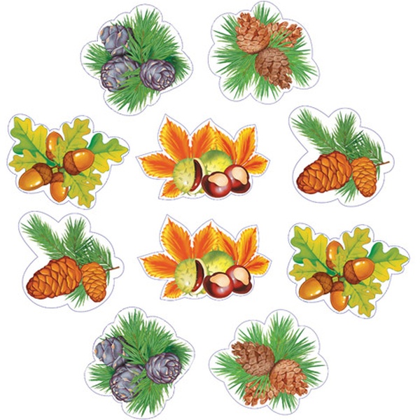 Фигурка вырубная. Ветка сосновая с двумя шишками, двухсторонняя, ВД-лак