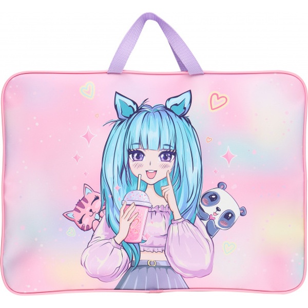Папка художника, А3, текстильная, с ручками, молния вокруг, КОКОС Anime Girl Папка художника, А3, текстильная, с ручками, молния вокруг, КОКОС Anime Girl