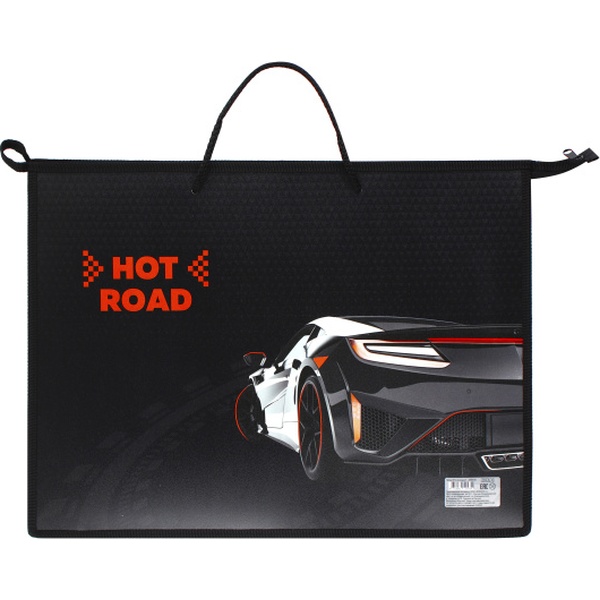 Папка художника, А3, пластиковая, с ручками, на молнии, КОКОС Autosport Папка художника, А3, пластиковая, с ручками, на молнии, КОКОС Autosport