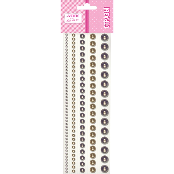 Стразы самоклеящиеся, 115 шт., круглые, 5 р-ров, цв.: шоколад. опал, deVENTE DIY Pearls