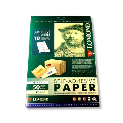 Бумага самоклеящаяся универсальная, А4, 10 шт. (105*59.4 мм), 70 г/м², 50 л., матовая, белая, LOMOND