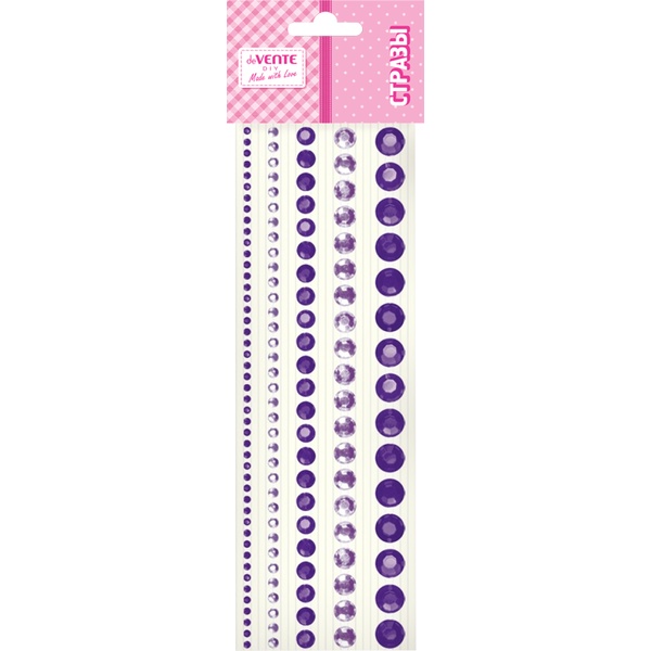 Стразы самоклеящиеся, 130 шт., круглые, 5 р-ров, цв.: оттенки аметиста, deVENTE DIY Jewelry Inspiration