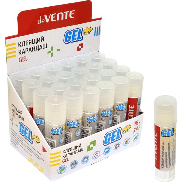 Клей-карандаш 15 г, PVP гель, кристально-прозрачный, вр. фикс. 3-4 мин., deVENTE Gel
