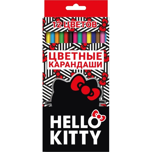 Карандаши цветные 12 шт., пластиковые, шестигранные, CENTRUM Hello Kitty  (в к/к)
