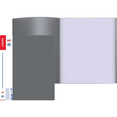 Папка с 40 файлами А4, PP 600/30 мкм, "песок", торц. карм., deVENTE Daily/ Серая