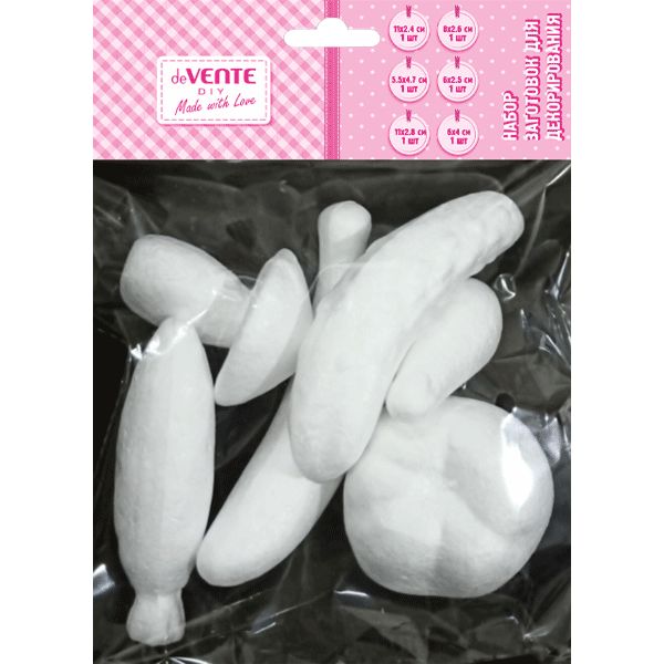 Заготовка для декорирования deVENTE "Овощи фрукты", пенополистирол (6 шт.)