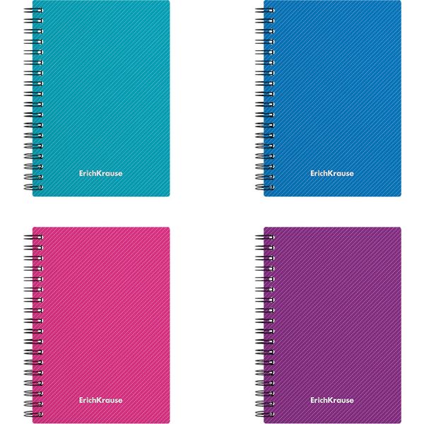 Блокнот на гребне А6, 80 л., клетка, ErichKrause Glance Vivid, обл. арт-пластик, ассорти 4 цв.