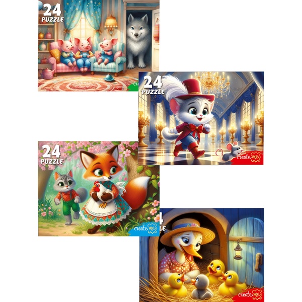 Пазл 24 элемента. РЫЖИЙ КОТ Интересные сказки, 4 дизайна