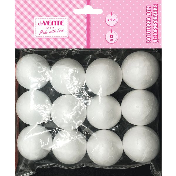 Заготовка для декорирования deVENTE "Шар", пенополистирол, Ø40 мм (12 шт.)