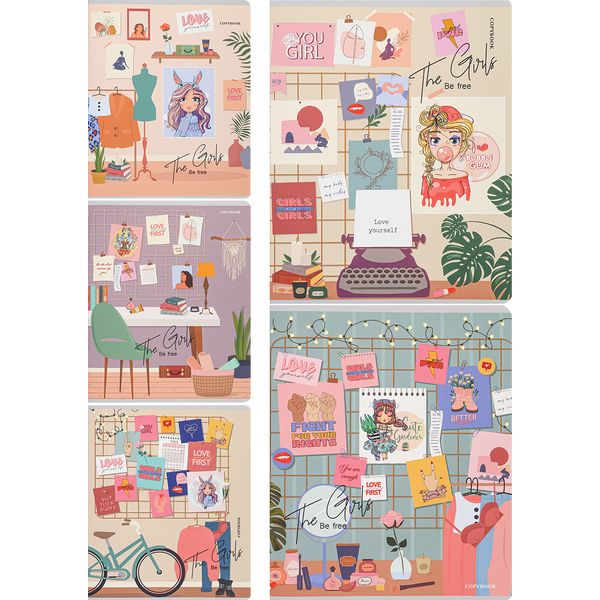 Тетрадь А5, клетка, 48 л., на скобе, 65 г/м², софт-тач, с/уг, Collezione Домашний уют -1_5 дизайнов