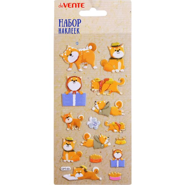 Паф-стикеры (объемные) deVENTE Funny dog, мягкие, карточка 90*175 мм