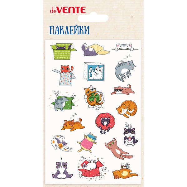 Паф-стикеры (объемные), карточка 100*150 мм, ПВХ, deVENTE Смешные котята