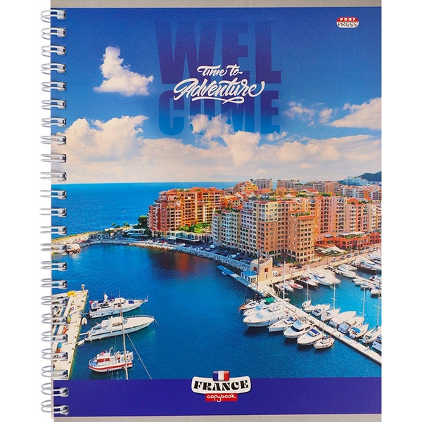 Тетрадь А5, клетка, 80 л., на гребне, 60 г/м², 2-ая обложка, уф-лак, Prof-Press Город на берегу_2 дизайна