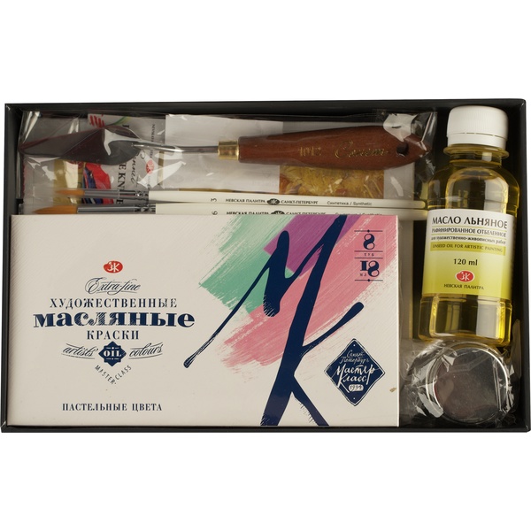 Набор подарочный для живописи Мастер-Класс Масло №1 Пастельные цвета (8 цв. по 18 мл) в к/коробке Набор подарочный для живописи Мастер-Класс Масло №1 Пастельные цвета (8 цв. по 18 мл) в к/коробке