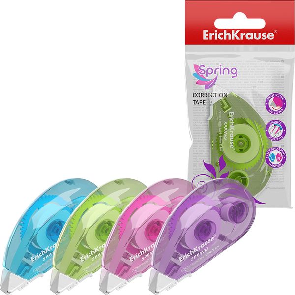 Лента корректирующая 5 мм* 6 м, фронт. аппликатор, п/п корпус, ErichKrause Spring_4 дизайна