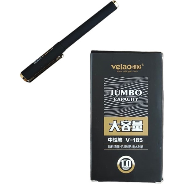 Ручка гелевая черная, Ø 1.0 мм, лин. 0.7 мм, софт-тач, стержень Jumbo, VEIAO 