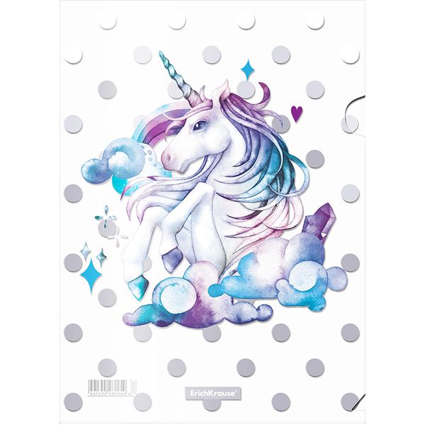 Папка-уголок А4, 160 мкм, ErichKrause Dream Unicorn, пластик. непрозр. "зеркало" Акция!