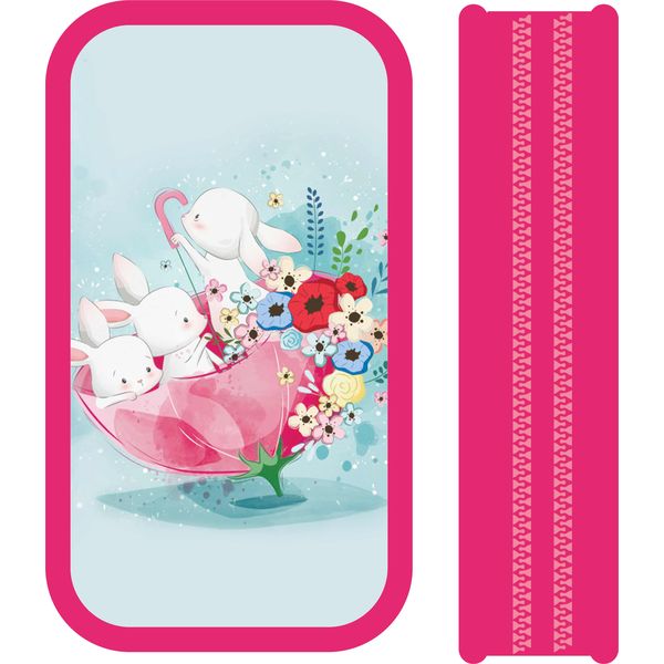 Пенал 2 отд., на молнии, 190*105*35 мм, лам. картон, тканев. торец, ПЧЕЛКА Зайчата