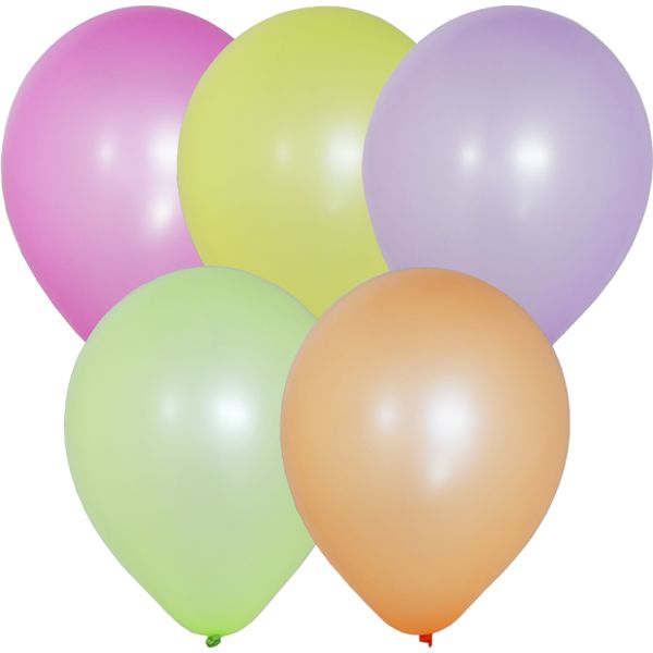Шары воздушные однотонные, Ø25 см, латекс, ФЛУОРЕСЦЕНТНЫЕ ассорти (100 шт.)