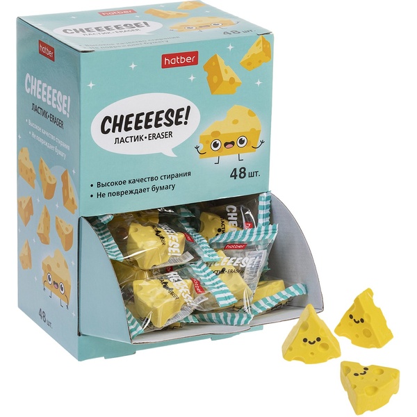 Ластик Hatber Cheeese!/Сыыыр!, Eco-PVC, фигурный, 35*35*14 мм Ластик Hatber Cheeese!/Сыыыр!, Eco-PVC, фигурный, 35*35*14 мм