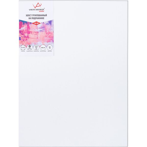 Холст на подрамнике грунтованный, 30*40 см, 100% лен, м/зерно, 340 г/м², VISTA-ARTISTA Переславский