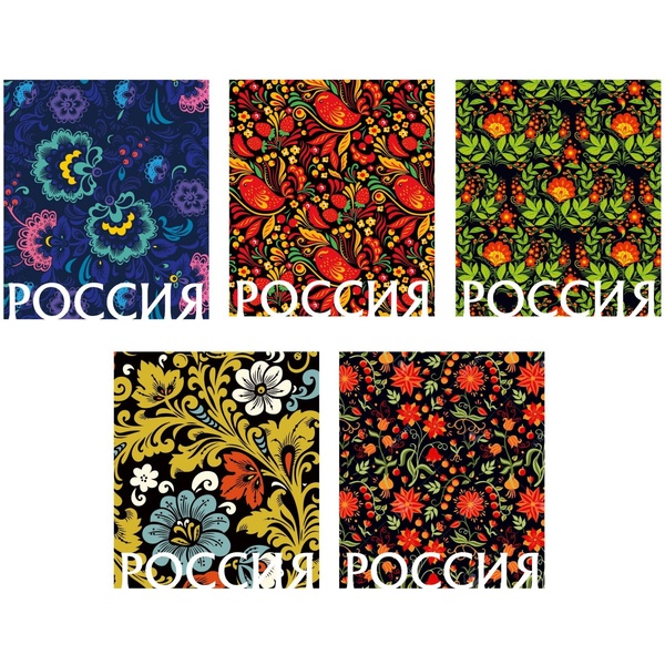 Тетрадь А5, клетка, 80 л., на скобе, 60 г/м², Listoff Россия_5 дизайнов 